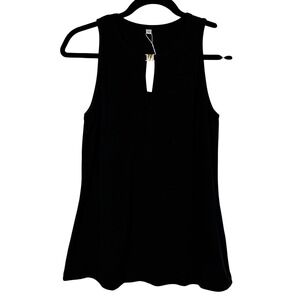 Soesdemo Womens Black Sleeveless Keyhole Tank Top Gold Hardware Detail Size M